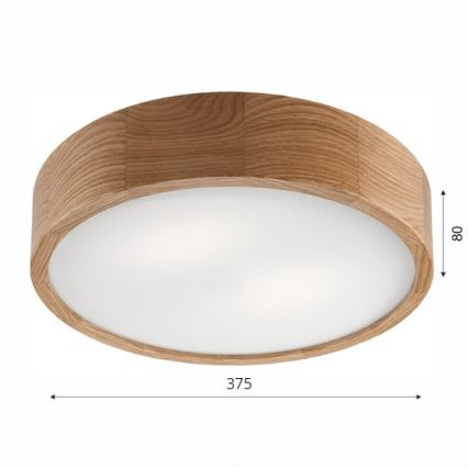 Plafón OAK 2xE27/60W/230V roble ø 37,5 cm - FSC Certificado