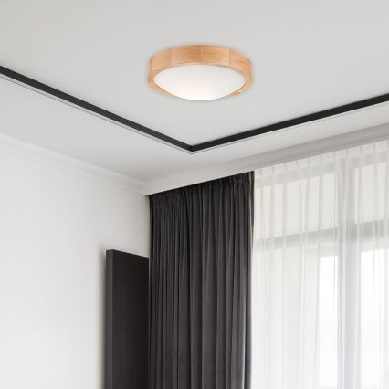 Plafón OAK SLIM 1xE27/60W/230V roble ø 27 cm