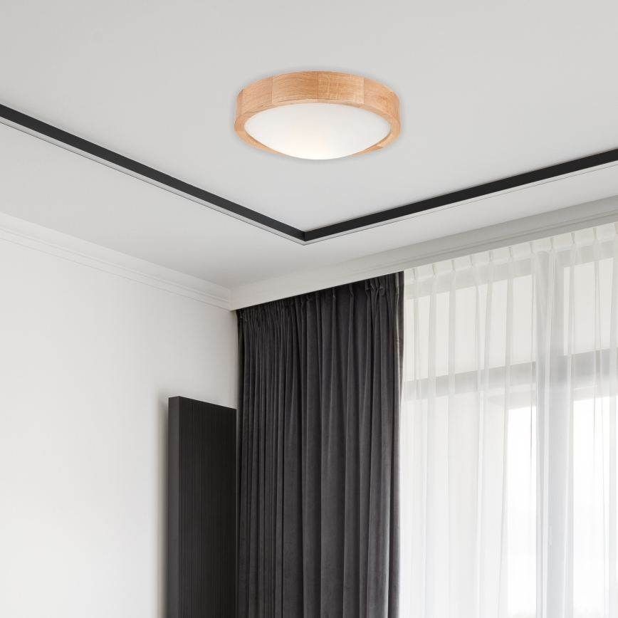 Plafón OAK SLIM 1xE27/60W/230V roble ø 27 cm