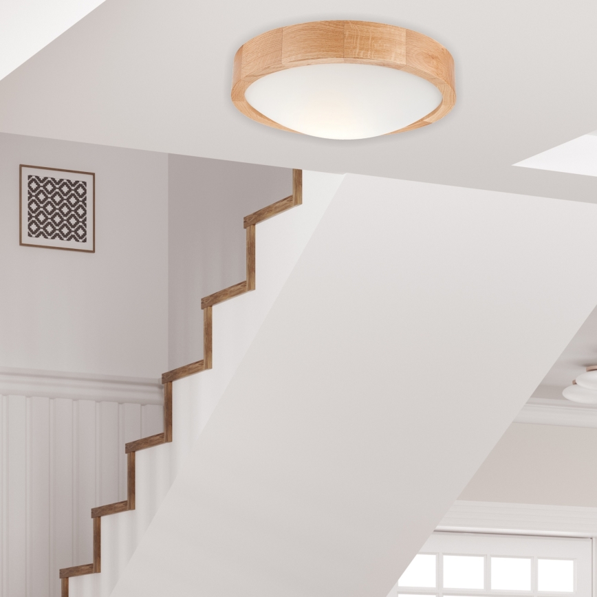 Plafón OAK SLIM 1xE27/60W/230V roble ø 27 cm