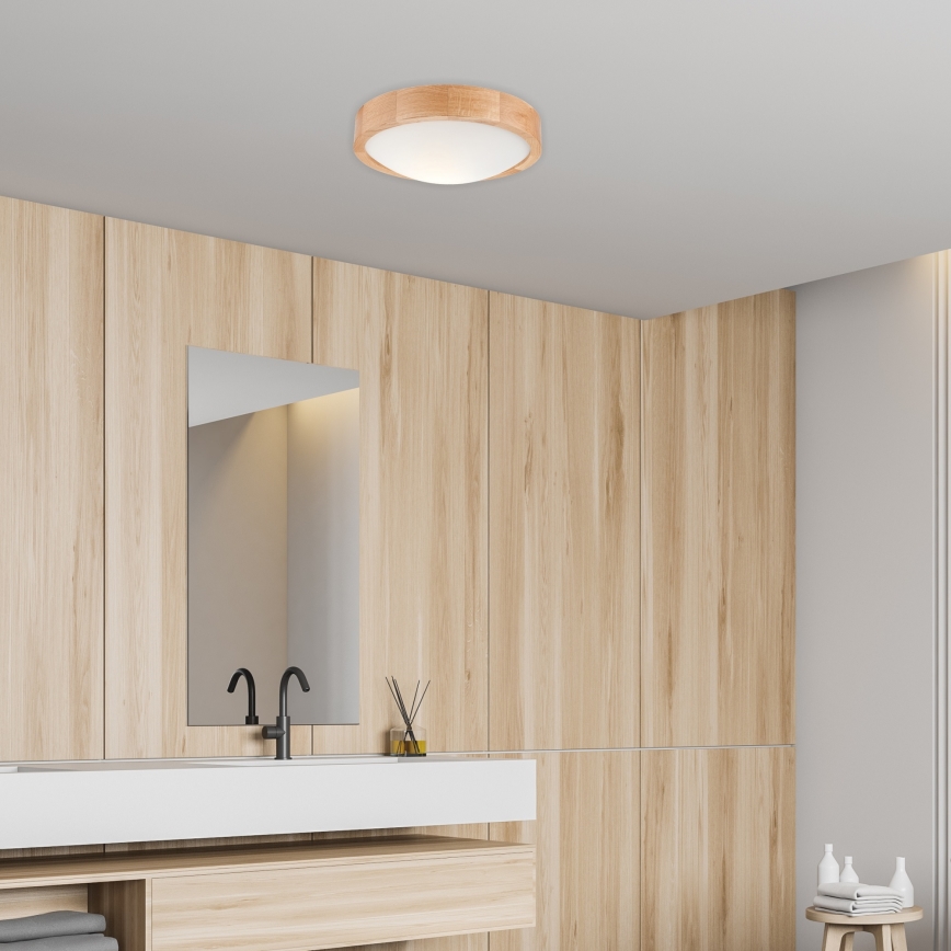 Plafón OAK SLIM 1xE27/60W/230V roble ø 27 cm