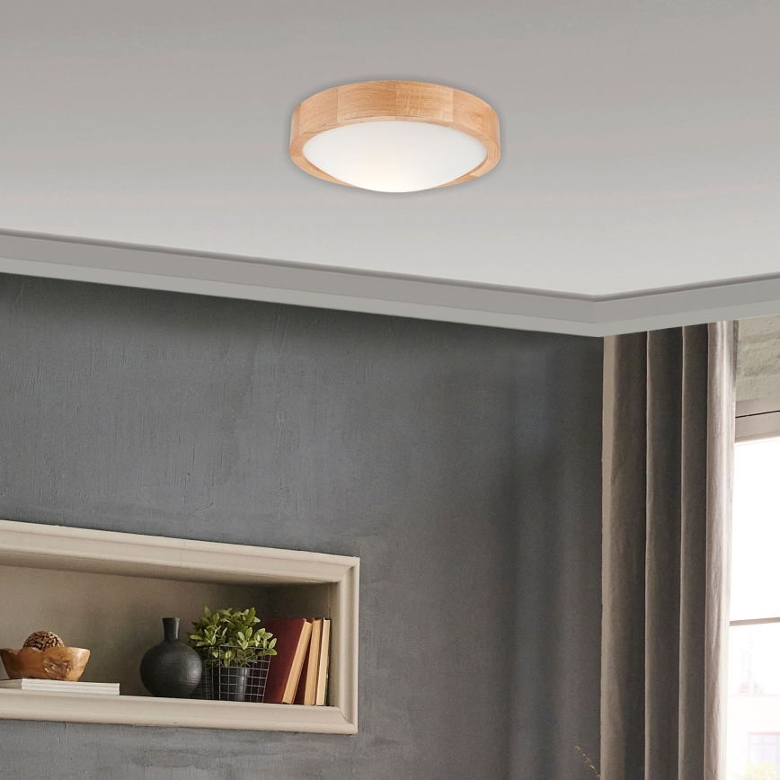 Plafón OAK SLIM 1xE27/60W/230V roble ø 27 cm