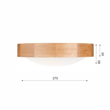Plafón OAK SLIM 1xE27/60W/230V roble ø 27 cm