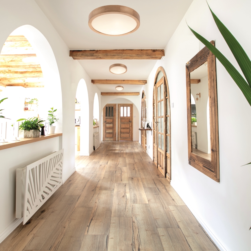 Plafón OAK SLIM 2xE27/60W/230V roble ø 37 cm