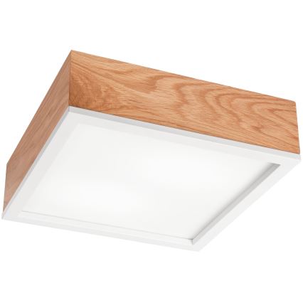 Plafón OAK SQUARE 2xE27/15W/230V 31x31 cm roble/blanco