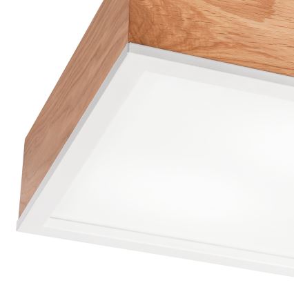 Plafón OAK SQUARE 2xE27/15W/230V 31x31 cm roble/blanco