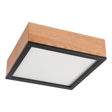 Plafón OAK SQUARE 2xE27/15W/230V 31x31 cm roble/negro