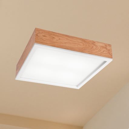 Plafón OAK SQUARE 4xE27/15W/230V 39x39 cm roble/blanco