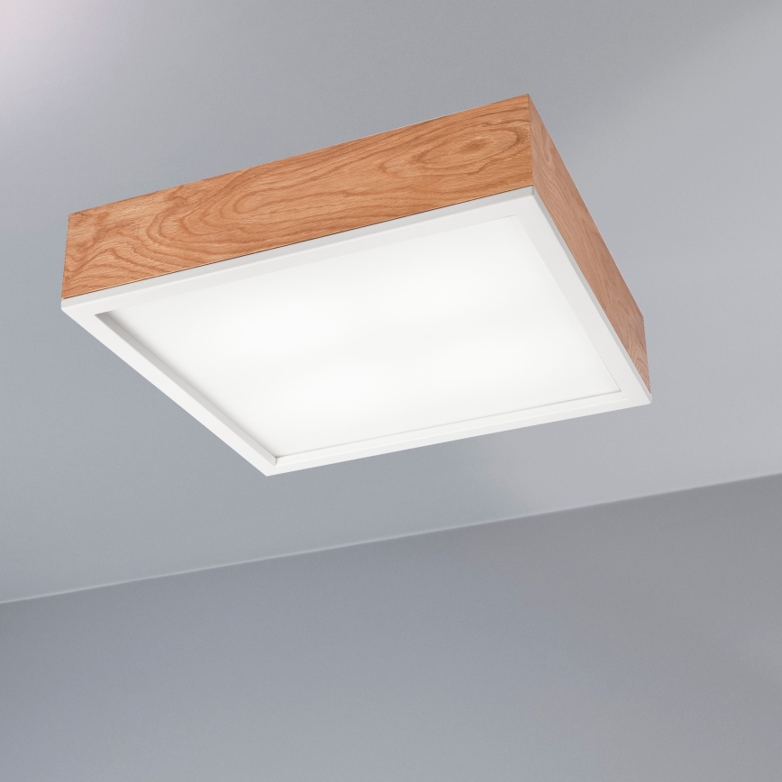 Plafón OAK SQUARE 4xE27/15W/230V 39x39 cm roble/blanco