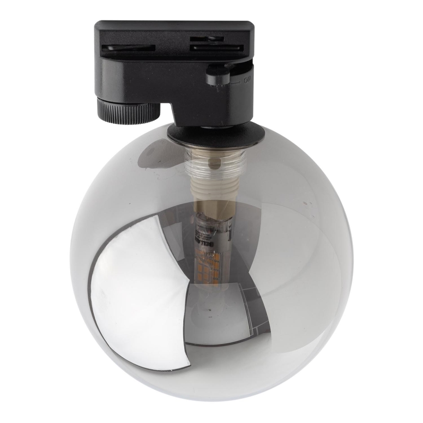 Plafón para sistema de raíles monofásico TRACER 1xG9/8W/230V negro/ahumado negro