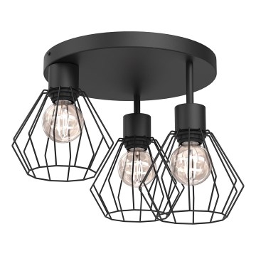 Plafón PARKLA 3xE27/15W/230V negro