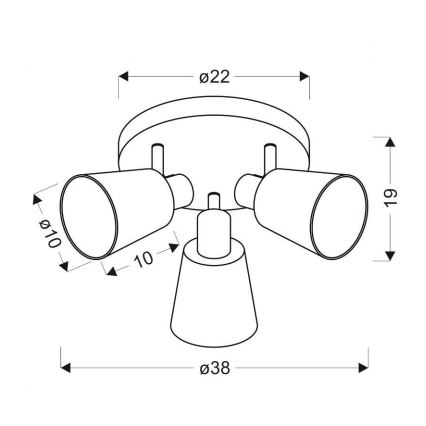 Plafón PIN 3xE14/40W/230V