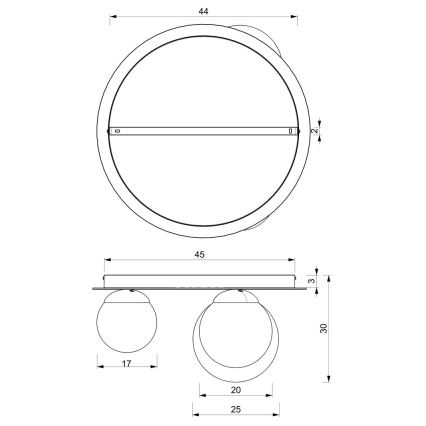 Plafón PLATO 2xE14/40W/230V + 1xE27/60W/230V