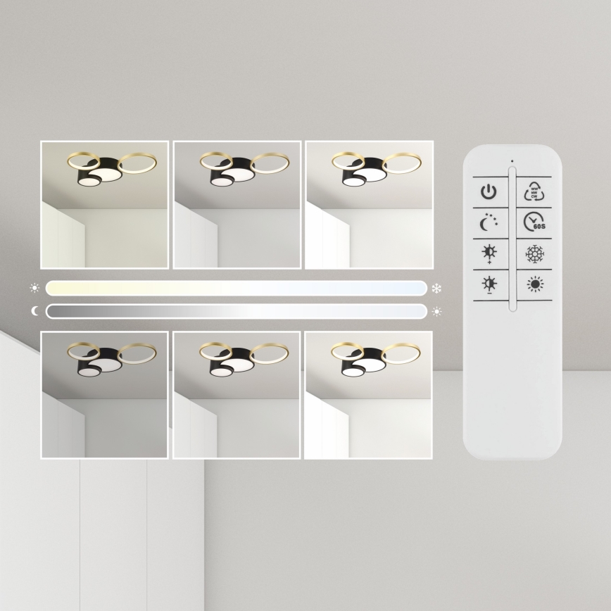 Plafón regulable ALIZEE LED/30W/230V 3000-6500K negro/dorado