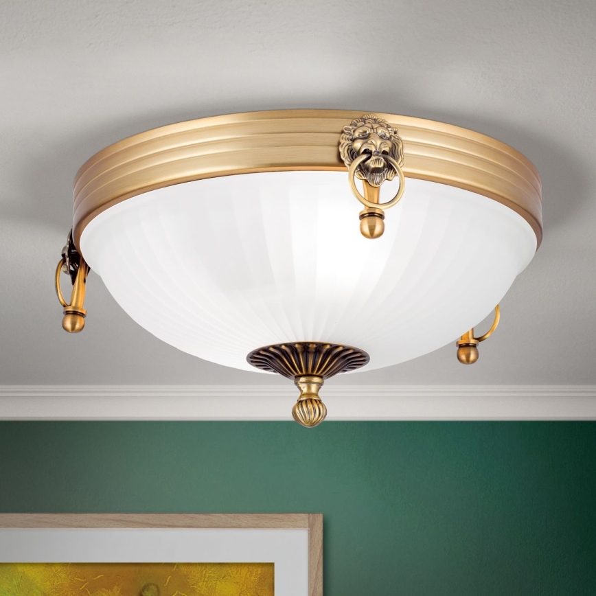 Plafón ROCCA 2xE27/60W/230V diá. 31 cm bronce/blanco