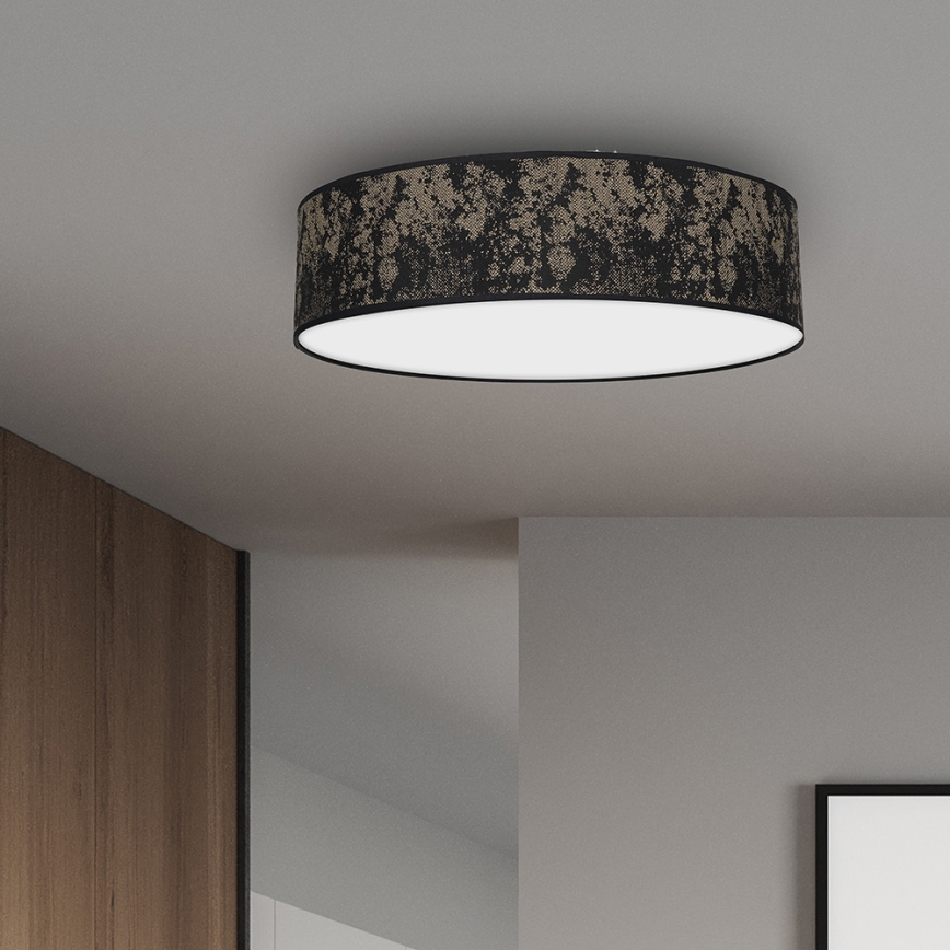 Plafón SATINO 3xE27/60W/230V negro/dorado