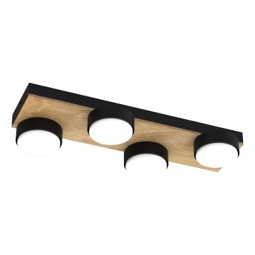 Plafón SEMA 4xGX53/15W/230V negro/marrón/roble