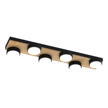 Plafón SEMA 6xGX53/15W/230V negro/marrón/roble