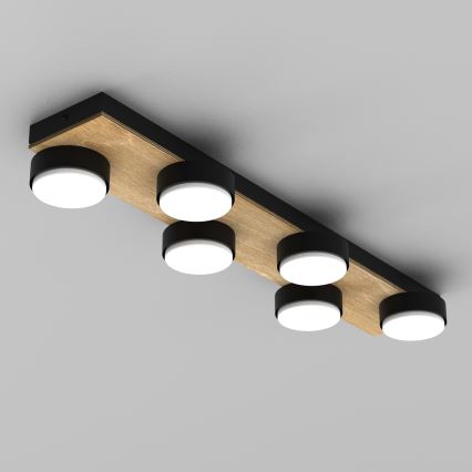 Plafón SEMA 6xGX53/15W/230V negro/marrón/roble