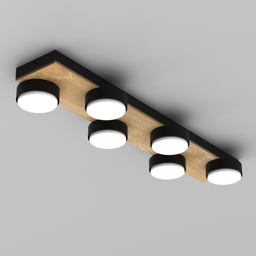 Plafón SEMA 6xGX53/15W/230V negro/marrón/roble