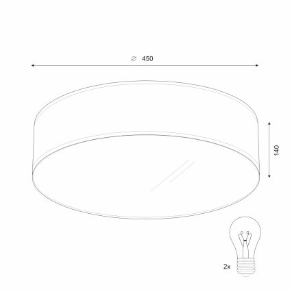Plafón SIRJA 2xE27/60W/230V diámetro 45 cm blanco