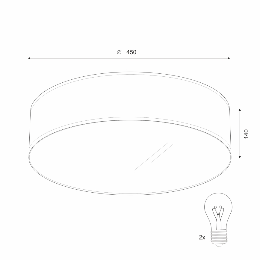 Plafón SIRJA 2xE27/60W/230V diámetro 45 cm blanco