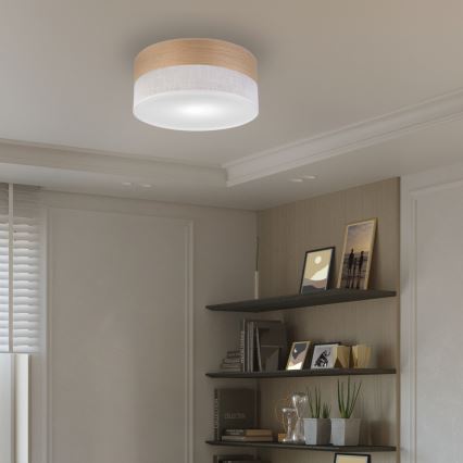 Plafón SIRJA WOOD 1xE27/15W/230V diá. 35 cm blanco/roble