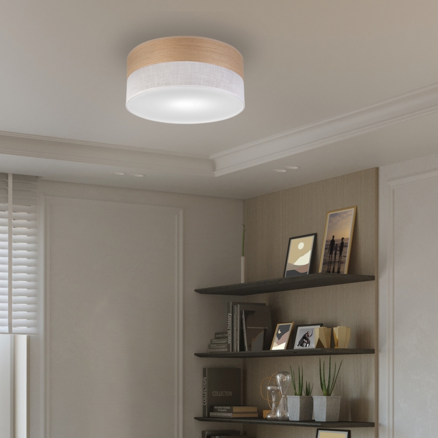 Plafón SIRJA WOOD 1xE27/15W/230V diá. 35 cm blanco/roble