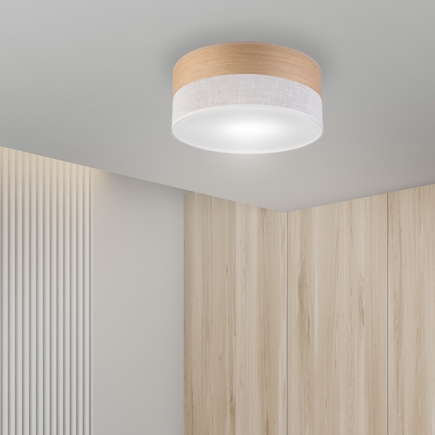 Plafón SIRJA WOOD 1xE27/15W/230V diá. 35 cm blanco/roble