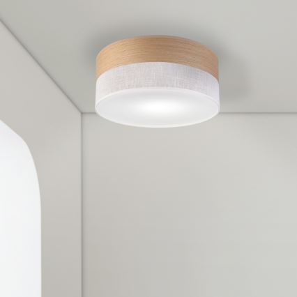 Plafón SIRJA WOOD 1xE27/15W/230V diá. 35 cm blanco/roble