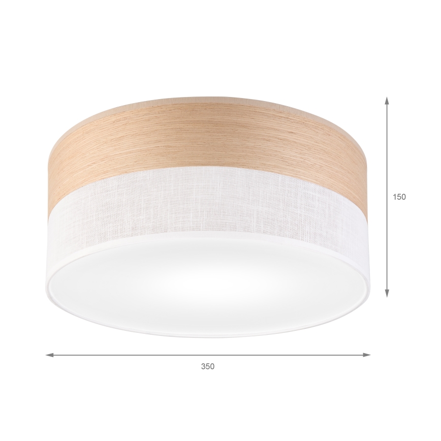 Plafón SIRJA WOOD 1xE27/15W/230V diá. 35 cm blanco/roble
