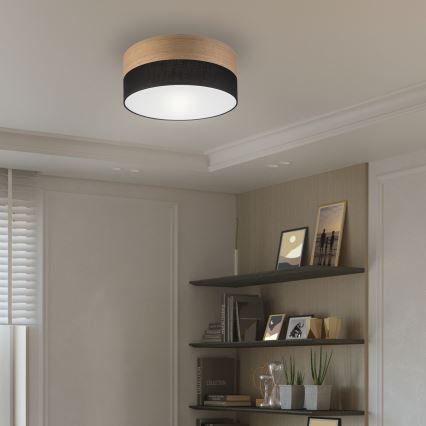 Plafón SIRJA WOOD 1xE27/15W/230V diá. 35 cm negro/roble
