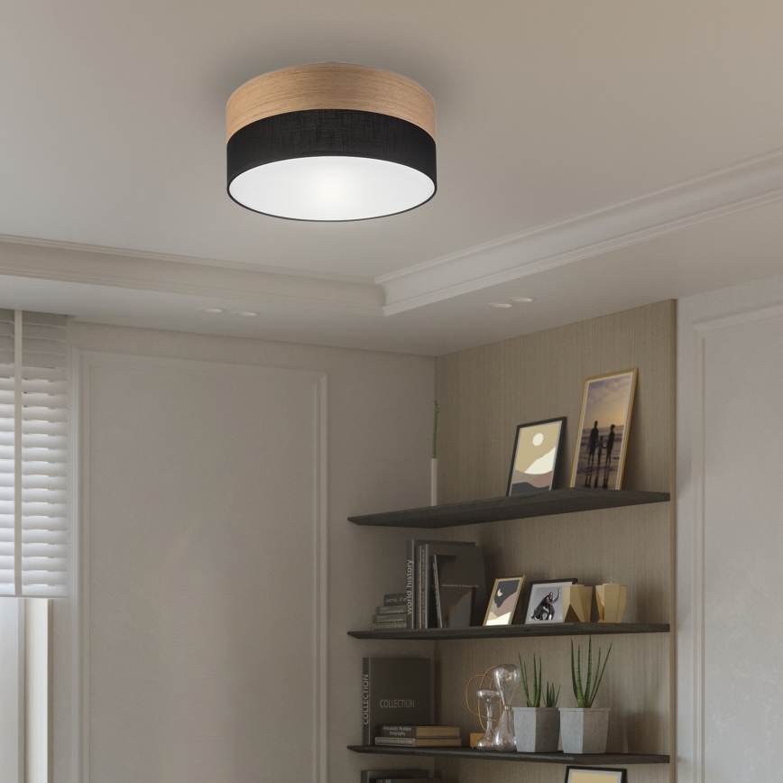 Plafón SIRJA WOOD 1xE27/15W/230V diá. 35 cm negro/roble