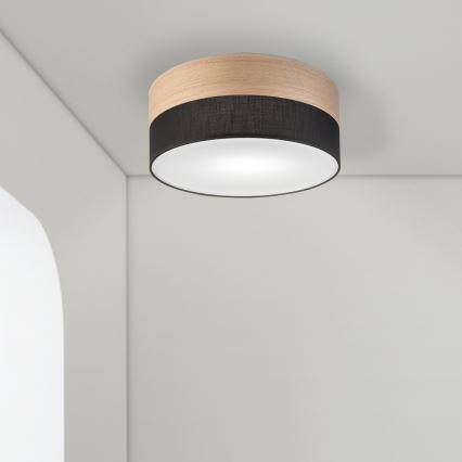 Plafón SIRJA WOOD 1xE27/15W/230V diá. 35 cm negro/roble