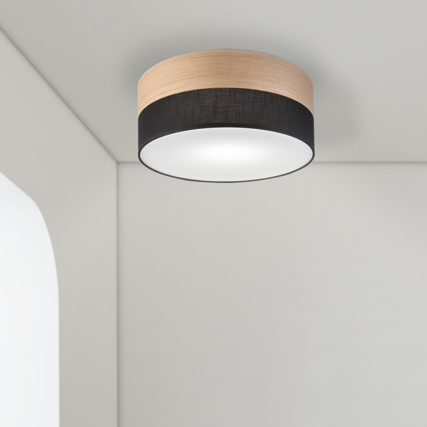 Plafón SIRJA WOOD 1xE27/15W/230V diá. 35 cm negro/roble
