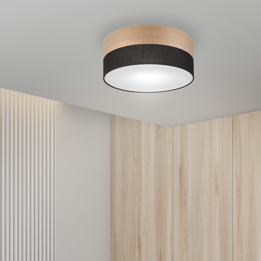 Plafón SIRJA WOOD 1xE27/15W/230V diá. 35 cm negro/roble