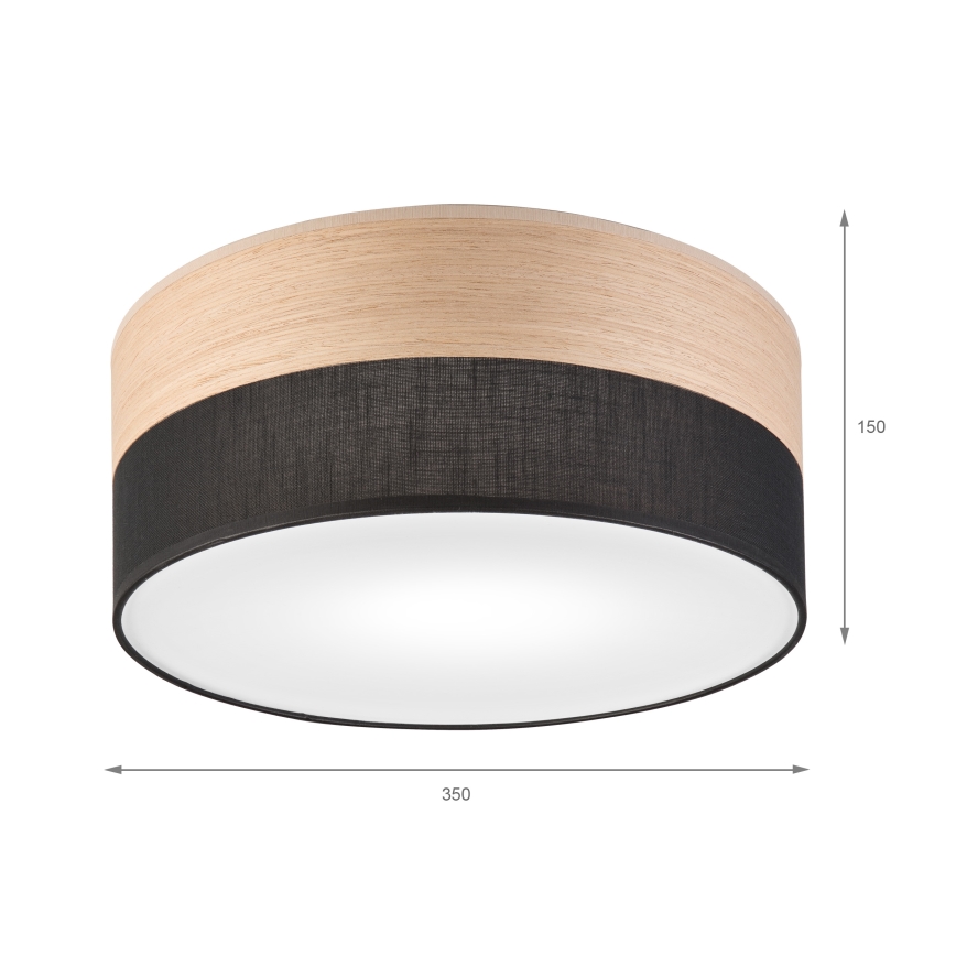 Plafón SIRJA WOOD 1xE27/15W/230V diá. 35 cm negro/roble