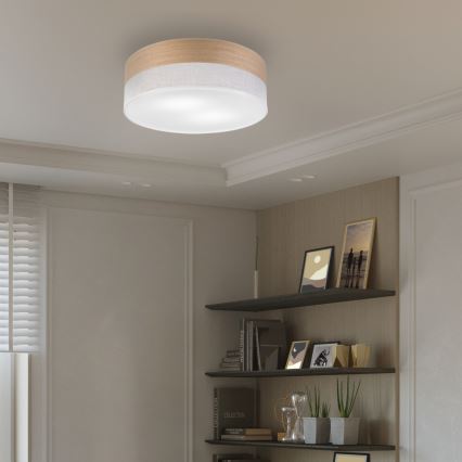 Plafón SIRJA WOOD 2xE27/15W/230V diá. 45 cm blanco/roble