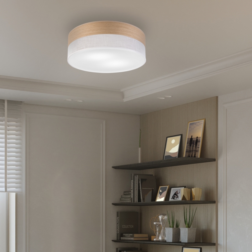 Plafón SIRJA WOOD 2xE27/15W/230V diá. 45 cm blanco/roble