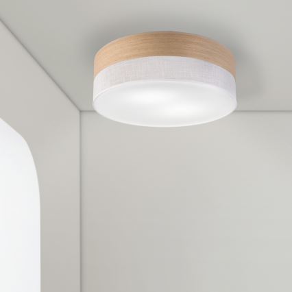 Plafón SIRJA WOOD 2xE27/15W/230V diá. 45 cm blanco/roble