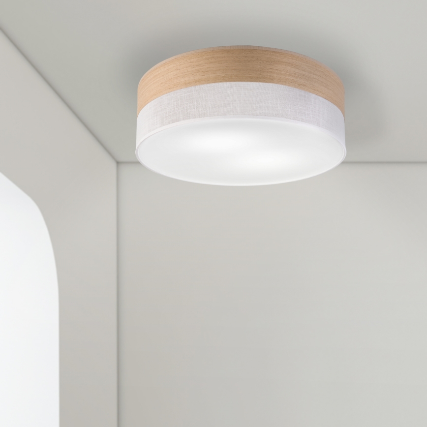 Plafón SIRJA WOOD 2xE27/15W/230V diá. 45 cm blanco/roble