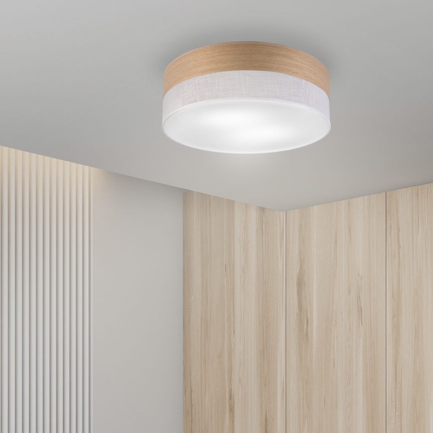 Plafón SIRJA WOOD 2xE27/15W/230V diá. 45 cm blanco/roble