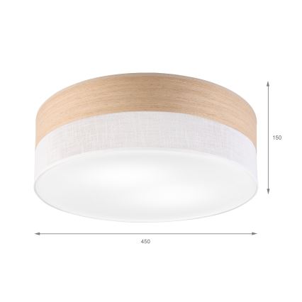 Plafón SIRJA WOOD 2xE27/15W/230V diá. 45 cm blanco/roble