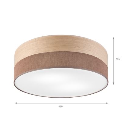 Plafón SIRJA WOOD 2xE27/15W/230V diá. 45 cm marrón/roble