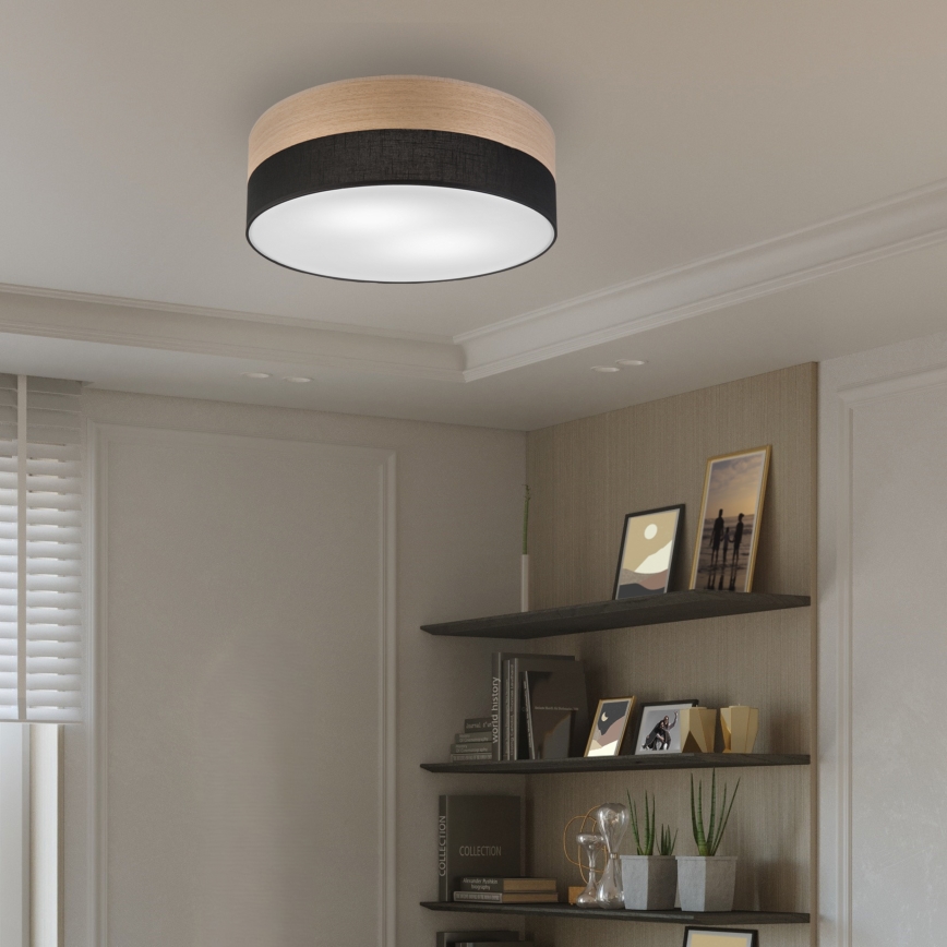 Plafón SIRJA WOOD 2xE27/15W/230V diá. 45 cm negro/roble