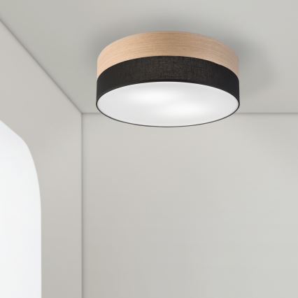 Plafón SIRJA WOOD 2xE27/15W/230V diá. 45 cm negro/roble
