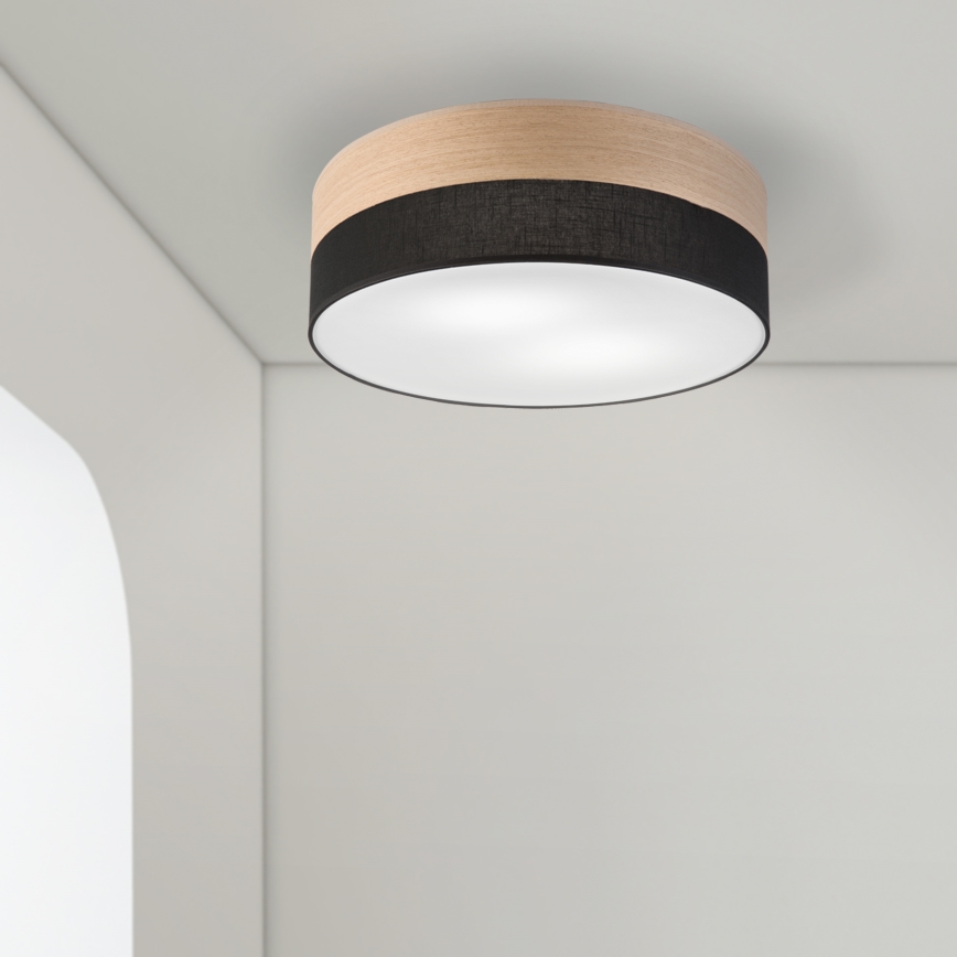 Plafón SIRJA WOOD 2xE27/15W/230V diá. 45 cm negro/roble