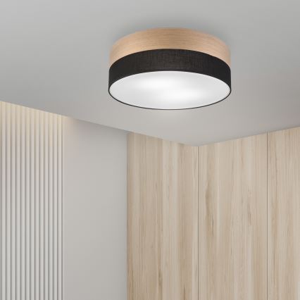 Plafón SIRJA WOOD 2xE27/15W/230V diá. 45 cm negro/roble