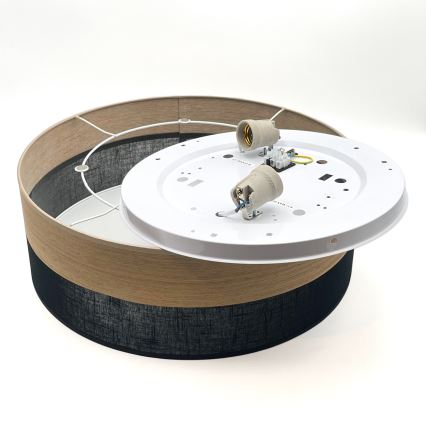 Plafón SIRJA WOOD 2xE27/15W/230V diá. 45 cm negro/roble