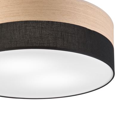 Plafón SIRJA WOOD 2xE27/15W/230V diá. 45 cm negro/roble